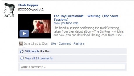 Mark Hoppus - facebook - The Joy Formidable