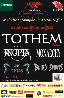 Poster eveniment Tothem, Inopia, Monarchy, Blind Spirits și An Theos