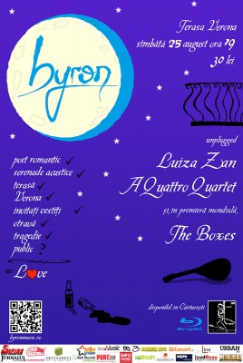 Poster eveniment byron unplugged, Luiza Zan, A Quattro Quartet și The Boxes