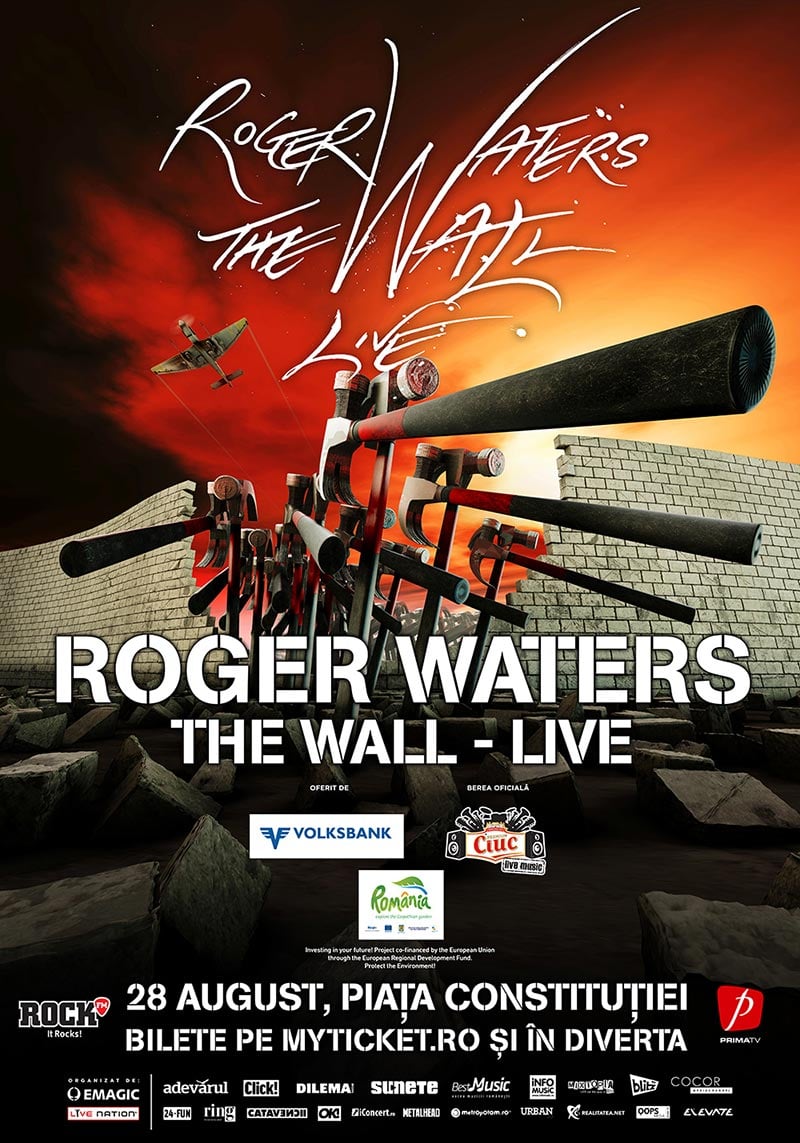Posterul concertului ROGER WATERS de pe 28 august 2013 din Piata Constitutiei