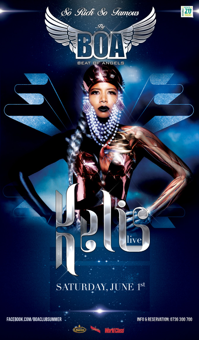Poster concert Kelis în club Boa din București pe 1 iunie 2013