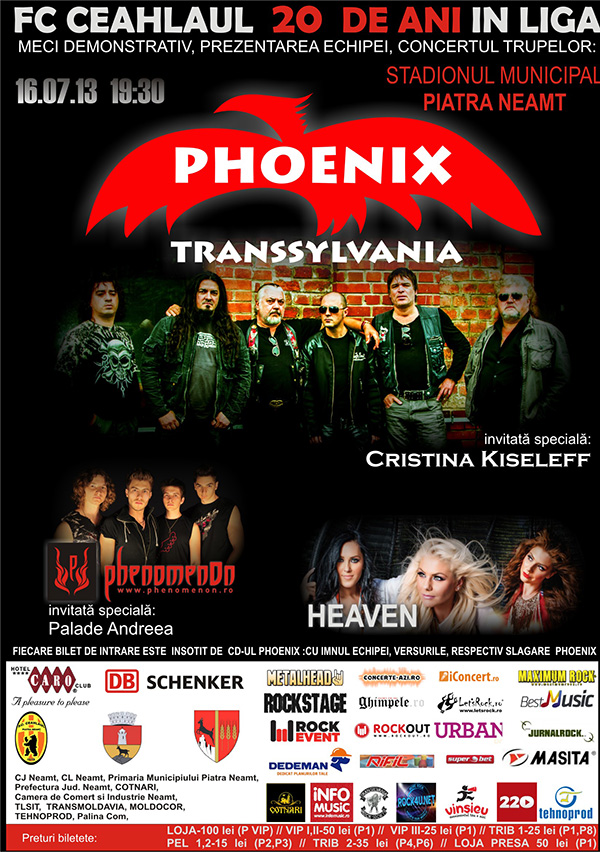 Concert Phoenix la Piatra Neamt pe 16 iulie