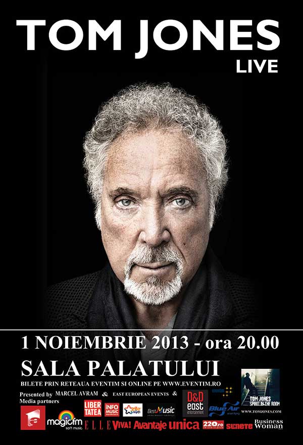 Afisul concertului TOM JONES la Sala Palatului pe 1 noiembrie 2013