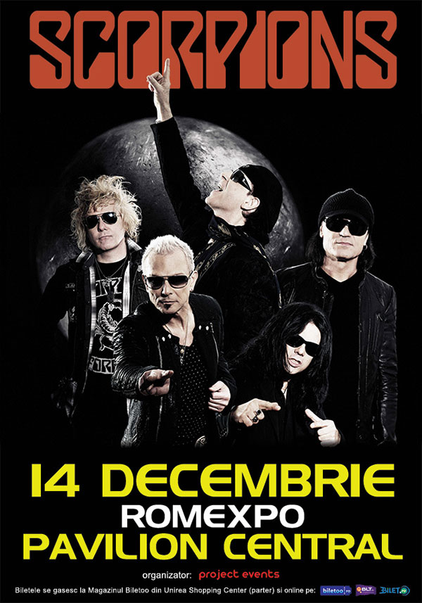 Afisul concertului Scorpions de pe 14 decembrie 2013 de la Bucuresti
