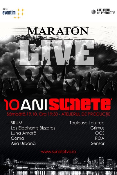 Poster eveniment Sunete 10 ani - Maraton Live!