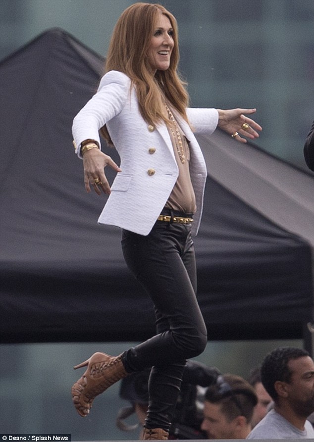 Celine Dion și Ne-Yo la filmarea clipului "Incredible, Los Angeles, ianuarie 2014