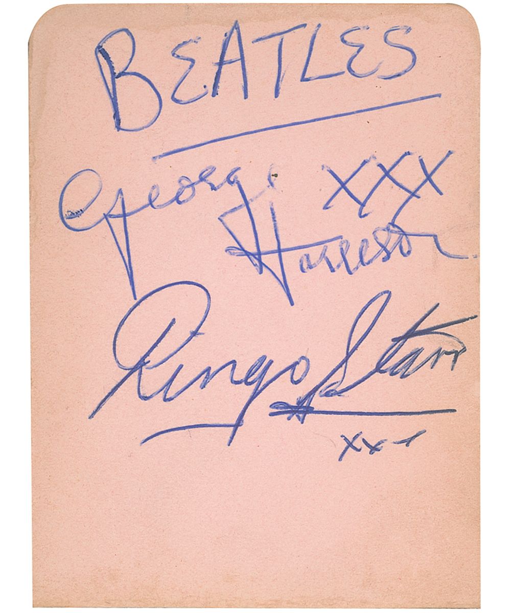 Autografele au fost obținute când formația a concertat la Rialti Theater din York, pe 13 martie 1963