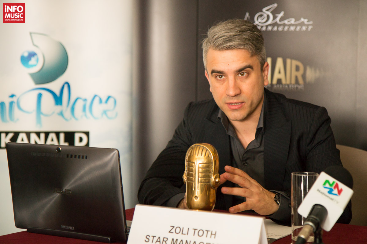 Zoli Toth în cadrul conferinței de presă On Air Music Awards 2014 pe 8 aprilie la Intercontinental