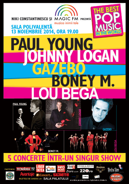Poster eveniment THE BEST POP MUSIC IN THE WORLD: Paul Young, Lou Bega, Boney M., Johnny Logan, Gazebo