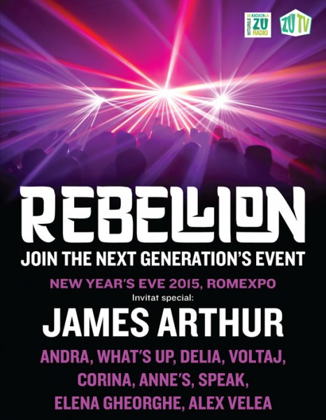 Poster eveniment ANULAT - REBELLION 2015 cu James Arthur