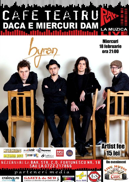 Afiș concert Byron în Craiova 18 februarie 2015