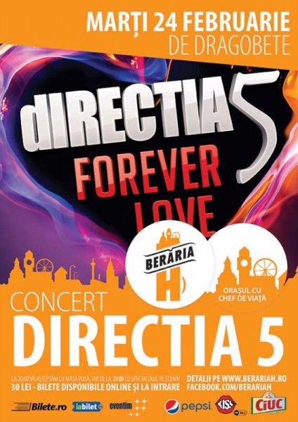 Afiș concert Direcția 5 în Berăria H 24 februarie 2015
