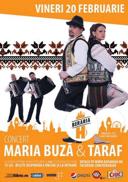 Afiș concert Maria Buză & Taraf la Berăria H 20 februarie 2015