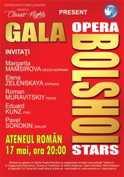 Afiș Gala Bolshoi Opera Stars la Ateneul Roman pe 17 mai 2015