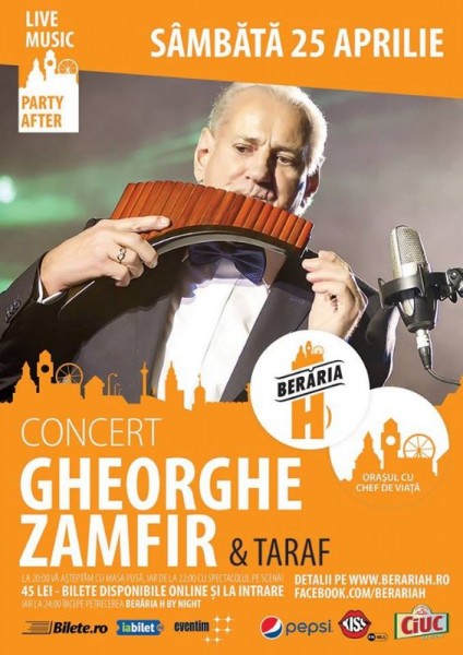 Afiș concert Gheorghe Zamfir la Berăria H pe  25 aprilie 2015