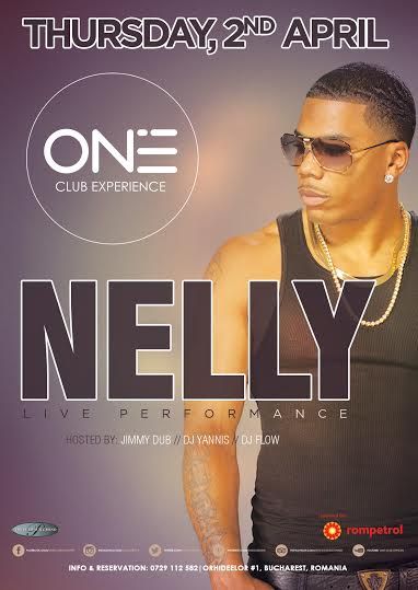 Afiș concert Nelly în Club One pe 2 aprilie 2015