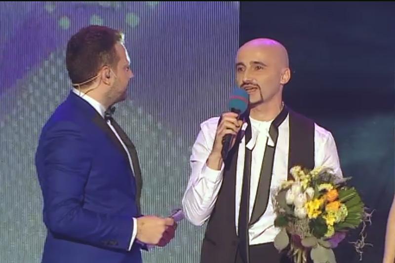 Călin Goia, solistul Voltaj la aflarea rezultatelor Finalei Selecției Naționale pentru Eurovision 2015