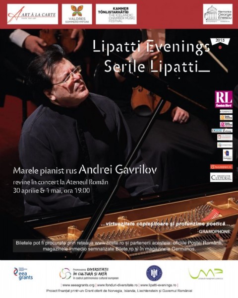 Afiş concert Andrei Gavrilov la Ateneul Român 30 aprilie - 1 mai 2015