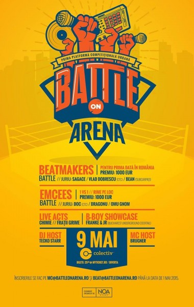 Afiş concert Battle on Arena în Colectiv pe 9 mai 2015