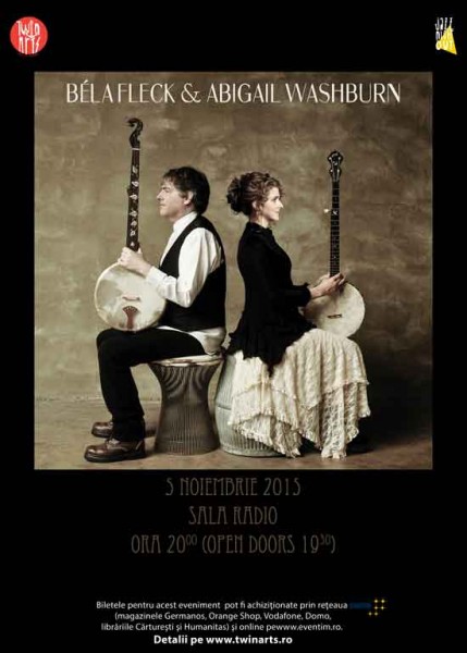 Afiş Concert Bela Fleck si Abigail Washburn la Sala Radio pe 5 noiembrie
