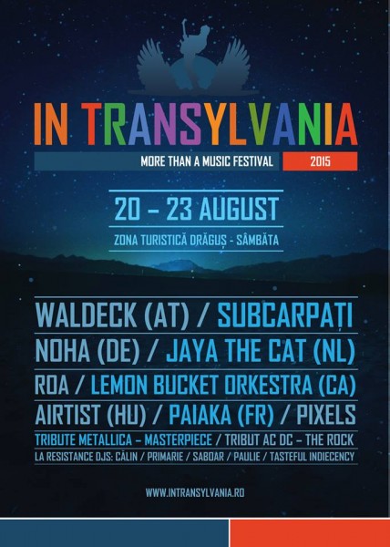 Afiş Festival In Transylvania în zona turistică Drăguş 2015