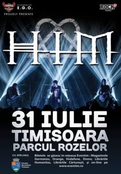 Afiş concert HIM la Timişoara 2015