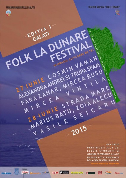 Afiș festival Folk la Dunăre în Galați 2015