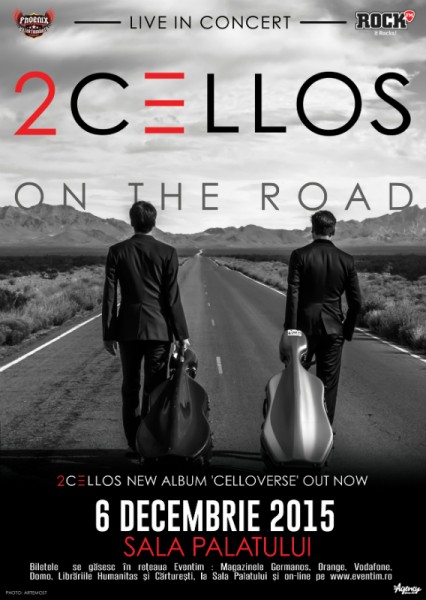 Afiş 2 Cellos concert Sala Palatului 6 decembrie 2015