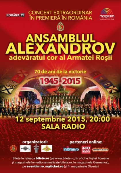 Afiș Ansamblul Aleksandrov Concert la Sala Radio 2015