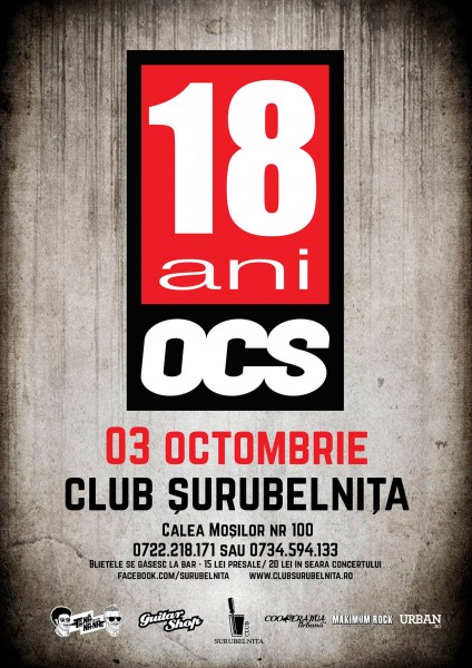 Afiș OCS concert Club Șurubelnița 2015