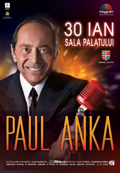 Afiș Paul Anka concert Sala Palatului 2016
