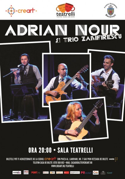 Afiș Adrian Nour și Trio Zamfirescu Teatrelli 2015