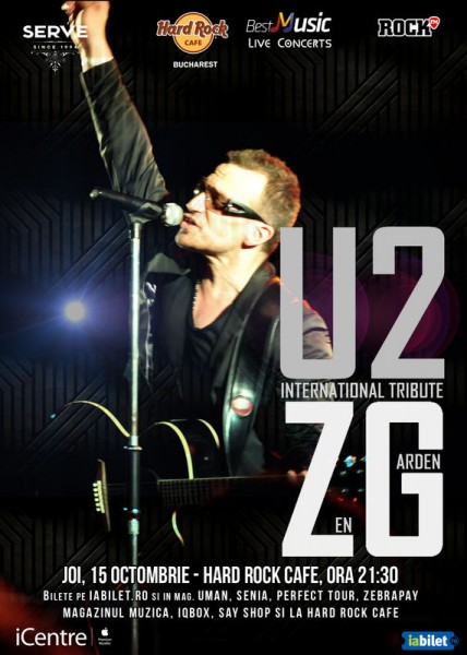 Afiș Concert Tribut U2 Hard Rock Cafe 2015