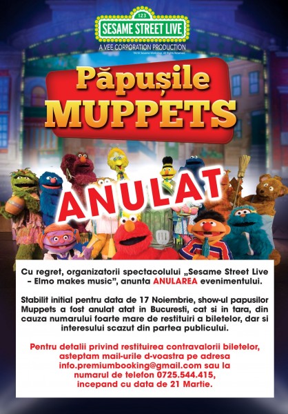 Poster eveniment ANULAT - Păpușile Muppets - Sesame Street Live - Elmo Makes Music