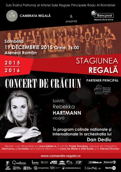 Concert tradițional de colinde cu Rebekka Hartmann și Camerata Regală la Ateneul Român, 2015
