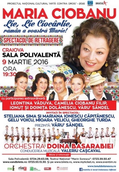 Afiș Maria Ciobanu Concert Craiova 2016