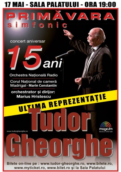 Afiș Tudor Gheorghe Concert Sala Palatului 2016