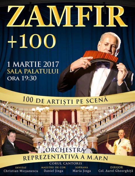 Poster eveniment Gheorghe Zamfir +100