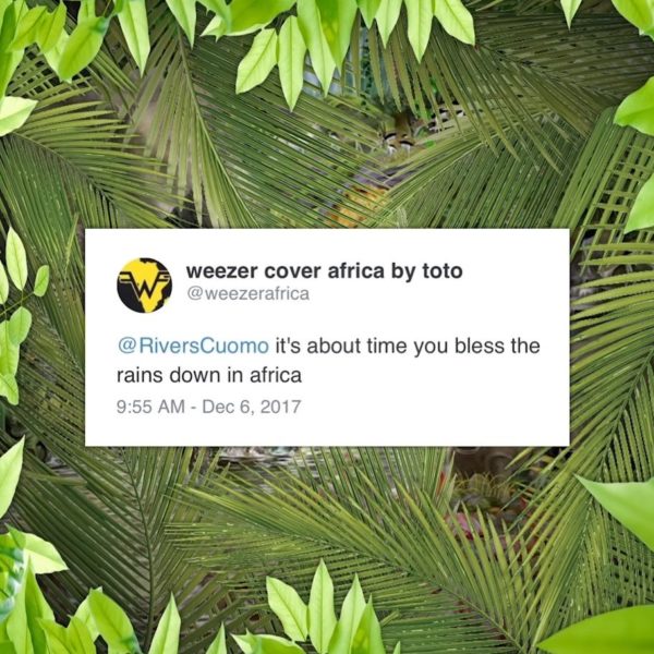 Weezer Africa Toto cover Tweet
