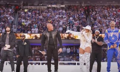 Dr. Dre, Snoop Dogg, Eminem, Mary J. Blige, Kendrick Lamar, 50 Cent în cadrul show-ului de la Super Bowl 2022