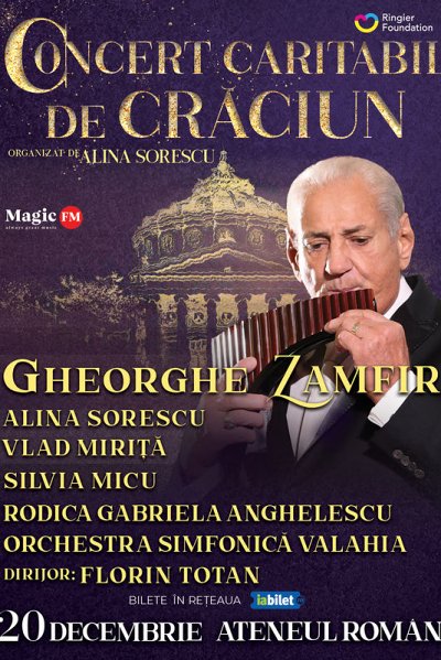Poster eveniment Concert Caritabil de Crăciun cu Gheorghe Zamfir