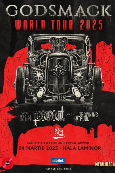 Poster eveniment Godsmack, P.O.D. & Drowning Pool - Fire Club: Where We All Grew Up