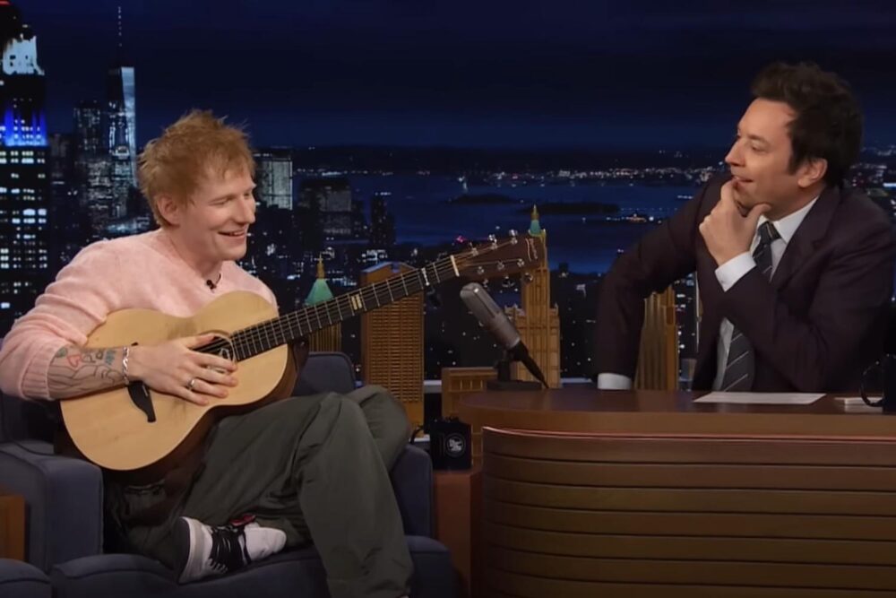 Ed Sheeran în emisiunea lui Jimmy Fallon, martie 2025