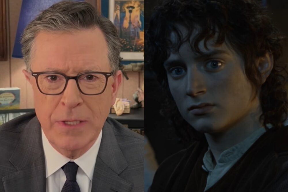 Stephen Colbert și Frodo (Elijah Wood) în trailerul "The Fellowship of the Ring"