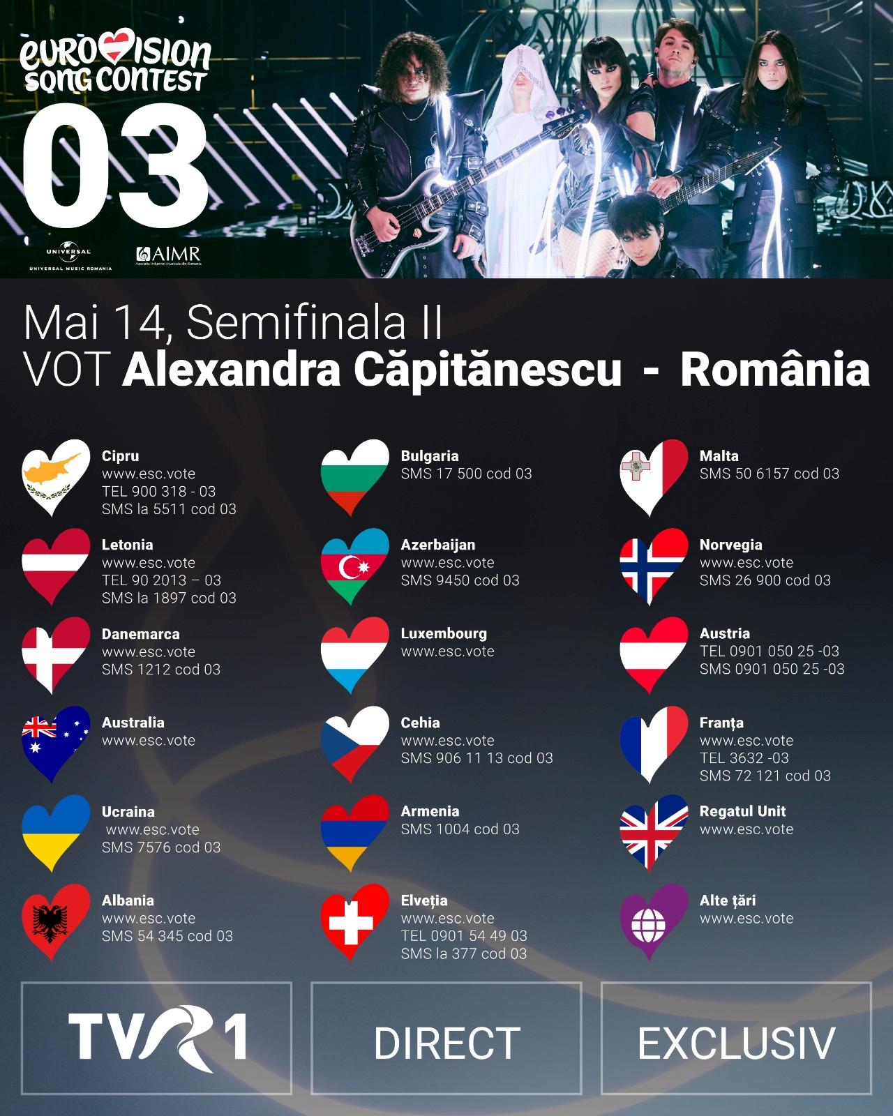 Numerele de telefon la care poate vota diaspora în semifinala 2 Eurovision 2026